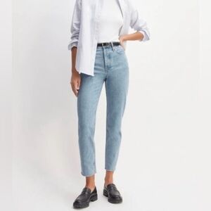 Everlane 90s Cheeky Jeans Light Vintage Blue Denim Straight Leg High Rise Sz 25